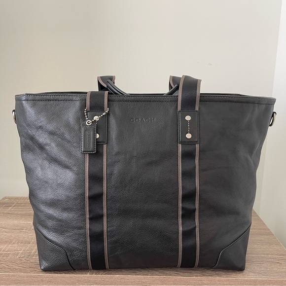 Coach Heritage Web Leather Weekend Tote Style F71169 - Picture 2 of 12